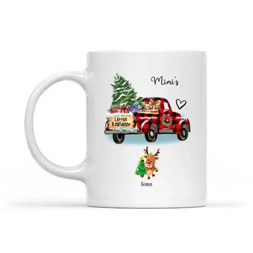 Grandma Little Reindeer Christmas Truck - Personalized Coffee Mug Red Truck Christmas