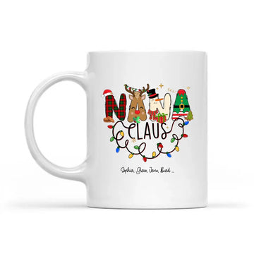 Nana Claus Coffee Mug, Grandma Christmas Mug, Custom Christmas Gift For Grandma, Personalized Gift Mugs For Nana
