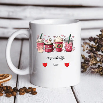 Valentine’s Day Coffee Grandma life With Grandkids Name Personalized Gift Mugs