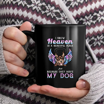 Heaven Is A Beautiful Place Dogs Personalized Mug, Personalized Gift For Dog Lovers, Dog Dad, Dog Mom