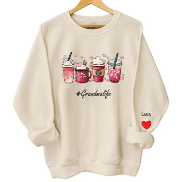 Valentine’s Day Coffee Grandma Life With Grandkids Name Personalized Sweatshirt