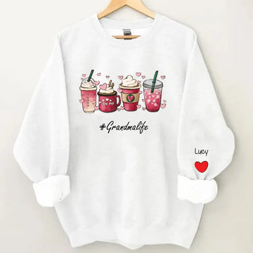 Valentine’s Day Coffee Grandma Life With Grandkids Name Personalized Sweatshirt