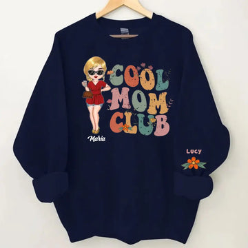 Cool Mom Club Personalized Custom Sweatshirt with Design on Sleeve, Mother’s Day, Gift For Mom, Family Members