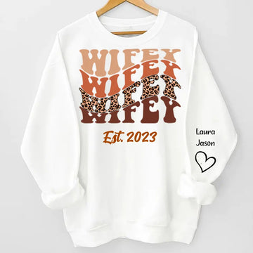 My Dear Wifey  Couple Personalized Custom Unisex Sweatshirt With Design On Sleeve, Gift For Husband Wife, Anniversary