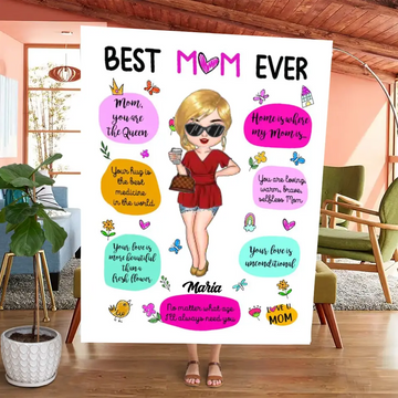 Best Mom Ever Personalized Blanket Best Gift For Mom, Grandma, Mother’s Day Gift Ideal