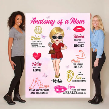 Anatomy Of Mom Personalized Blanket Best Gift For Mom, Grandma, Mother's Day Gift Ideal