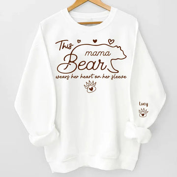 This Mama Nana Bear Wears Her Heart On Her Sleeve Personalized Sweatshirt, Gift for Mom, Grandma