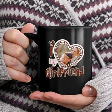 I Love My Girlfriend Custom Photo Personalized Mug - Gift For Boyfriend