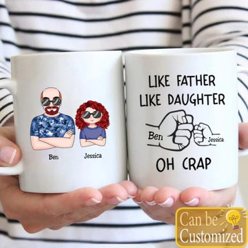 Like Father Like Daughter Fist Bump Handshake Personalized Mug Family - Gift For Dad Grandpa Coffee Mugs, Cup