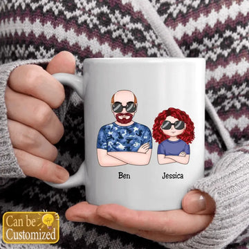 Like Father Like Daughter Fist Bump Handshake Personalized Mug Family - Gift For Dad Grandpa Coffee Mugs, Cup