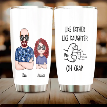 Like Father Like Daughter Fist Bump Handshake Personalized Tumbler Family - Gift For Dad Grandpa