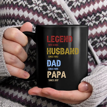 Legend, Husband, Dad And Papa Since Family Personalized Mug, Cup – Father’s Day, Birthday Gift For Dad, Grandpa Coffee Mugs