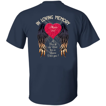 Personalized In Loving Memory Your Wings Were Ready But Our Hearts Were Not T-Shirt Customize Your Name, Custom Date,  Memorial Shirt Sayings Print On Back