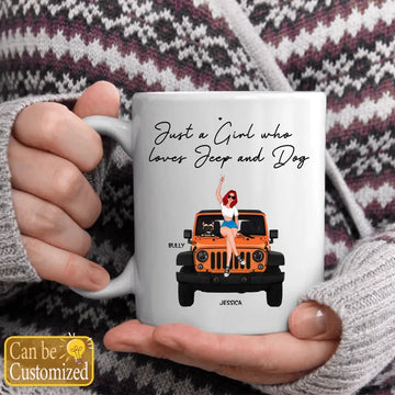 Just A Girl Who Loves Jeep And Dogs Personalized Mugs Gift for Off-Road Car