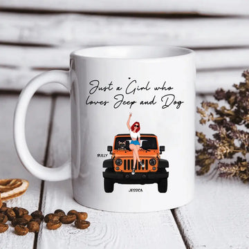 Just A Girl Who Loves Jeep And Dogs Personalized Mugs Gift for Off-Road Car