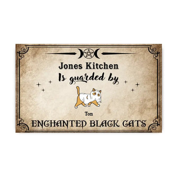 Witch’s Kitchen Is Guarded By Enchanted Black Cats, Custom Personalized Cat Doormat - Halloween Gift Idea For Cat Lover