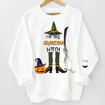 I’m the Mimi Witch Halloween Grandma Personalized Sweatshirt With Design on Sleeve - Gift for Grandma, Mom