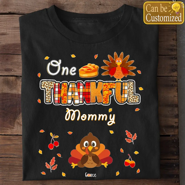 One Thankful Grandma Little Turkeys - Personalized Custom Shirt - Thanksgiving Gifts, Birthday, Loving, Funny Gift for Grandma/Nana/Mimi, Mom, Wife, Grandparent