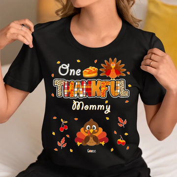 One Thankful Grandma Little Turkeys - Personalized Custom Shirt - Thanksgiving Gifts, Birthday, Loving, Funny Gift for Grandma/Nana/Mimi, Mom, Wife, Grandparent