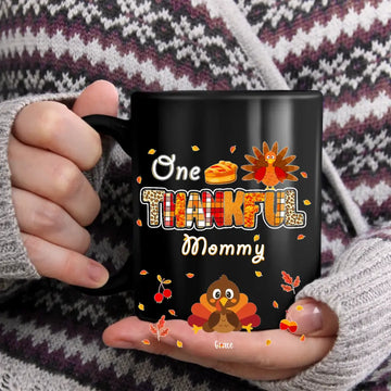 One Thankful Grandma Little Turkeys - Personalized Custom Mugs - Thanksgiving Gifts, Birthday, Loving, Funny Gift for Grandma/Nana/Mimi, Mom, Wife, Grandparent