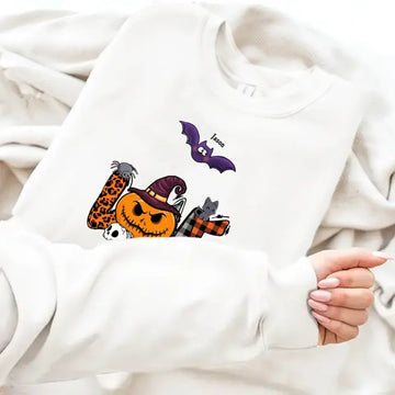 Love Grandama Halloween Ghosts Personalized Sweatshirt Gift For Grandama, Nana, Custom Kids Name