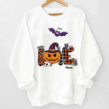 Love Grandama Halloween Ghosts Personalized Sweatshirt Gift For Grandama, Nana, Custom Kids Name