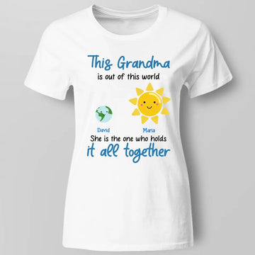 This Grandma is Out Of This World Personalized Solar System Shirt - Gift for Mom, Grandma