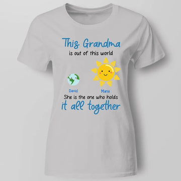 This Grandma is Out Of This World Personalized Solar System Shirt - Gift for Mom, Grandma