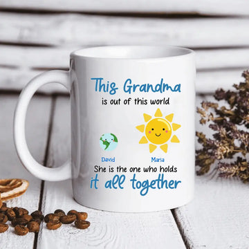 This Grandma is Out Of This World Personalized Solar System Mug - Gift for Mom, Grandma