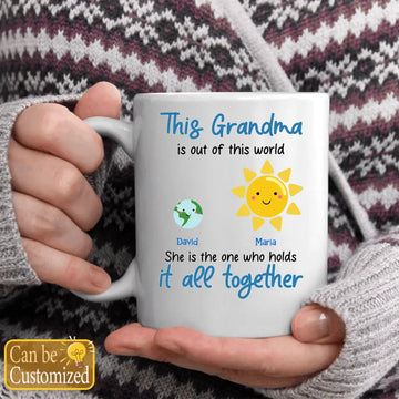 This Grandma is Out Of This World Personalized Solar System Mug - Gift for Mom, Grandma