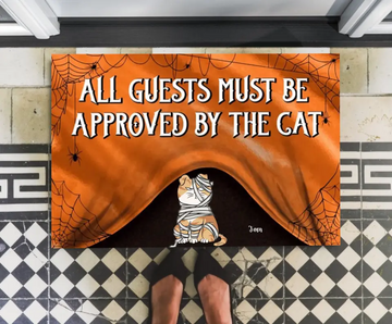 All Guests Must Be Approved By Our Cats, Personalized Doormat, Halloween Gift for Cat Lover