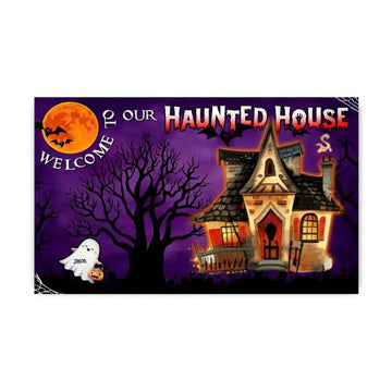 Haunted House Personalized Doormat, Halloween Gift For Family