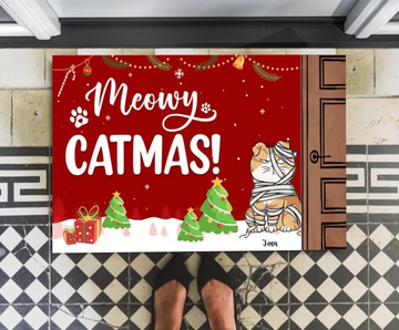 Have A Very Meowy Christmas Personalized Custom Doormat, Gift for Cat Lover Xmas