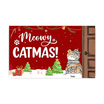 Have A Very Meowy Christmas Personalized Custom Doormat, Gift for Cat Lover Xmas