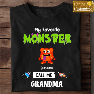 My Favorite Little Monsters Call Me Grandma Personalized Custom Shirt - Halloween Gift for Grandma/Nana/Mimi, Mom, Wife, Grandparent