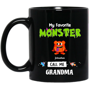 My Favorite Little Monsters Call Me Grandma Personalized Custom Mugs - Halloween Gift for Grandma/Nana/Mimi, Mom, Wife, Grandparent