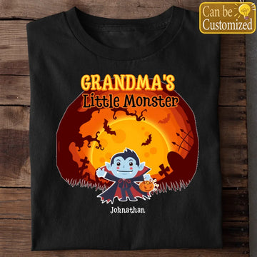 Grandma's Little Monsters Personalized Custom T-Shirt, Hoodie - Halloween Gift for Grandma/Nana/Mimi, Mom, Wife, Grandparent