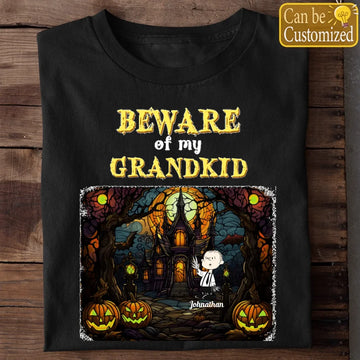 Beware of my Grandkids, Horror Character Kids Halloween Personalized Shirt Gift For Grandma