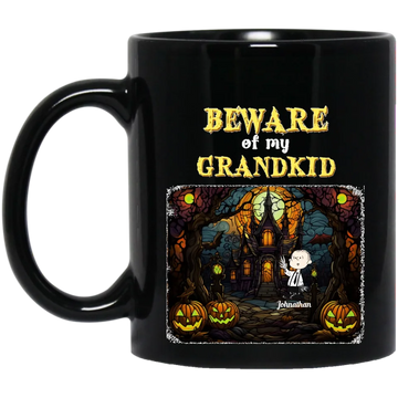 Beware of my Grandkids, Horror Character Kids Halloween Personalized Mug Gift For Grandma