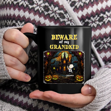 Beware of my Grandkids, Horror Character Kids Halloween Personalized Mug Gift For Grandma