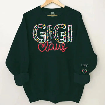 Gigi Claus Christmas lights And Grandkids Christmas Merry Sweatshirt