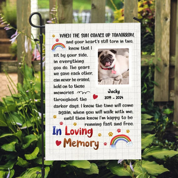 Rainbow Bridge Gift For Loss Of Beloved Dog, Memorial Personalized Garden Flag, Gift for Dog Lover