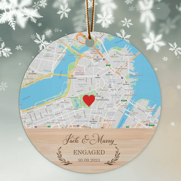 Married Ornament, Custom Map Ornament, Wedding Map Ornament, Personalized Wedding Gift For Couple, Mr and Mrs Gift, Christmas Ornament