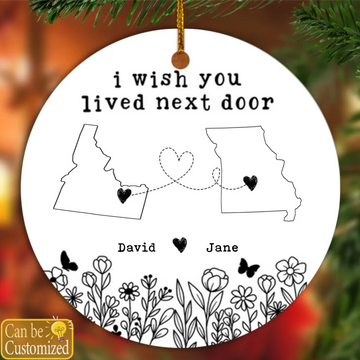 Besties Sisters Long Distance Wildflowers Personalized Circle Ornament, Togetherness Gift