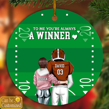 To Me You’re Always A Winner, American Football Personalized Ceramic Ornament