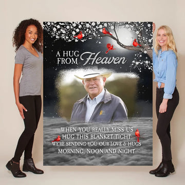 A Hug From Heaven Personalized Memory Photo Blanket - Cherished Memories