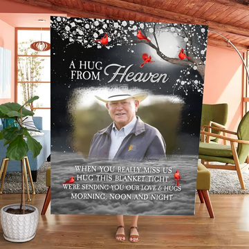 A Hug From Heaven Personalized Memory Photo Blanket - Cherished Memories