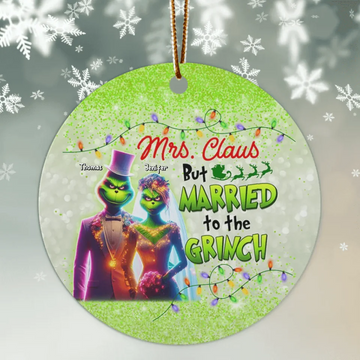 Green Couple Personalized Christmas Ceramic Ornament, Gift For Couple