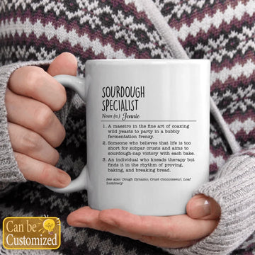 Sourdough Specialist Definition Personalized Mug, Artisan Baker Gift, Fine Cooking Fermentation Lover, Home Baker Bread Making Cup, Sourdough Baker Mug