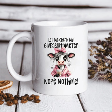 Funny Mug - Let Me Check My Giveashitometer Nope Nothing - Fun Gifts For Coworkers, Friends, Family - Personalized Coffee Mug